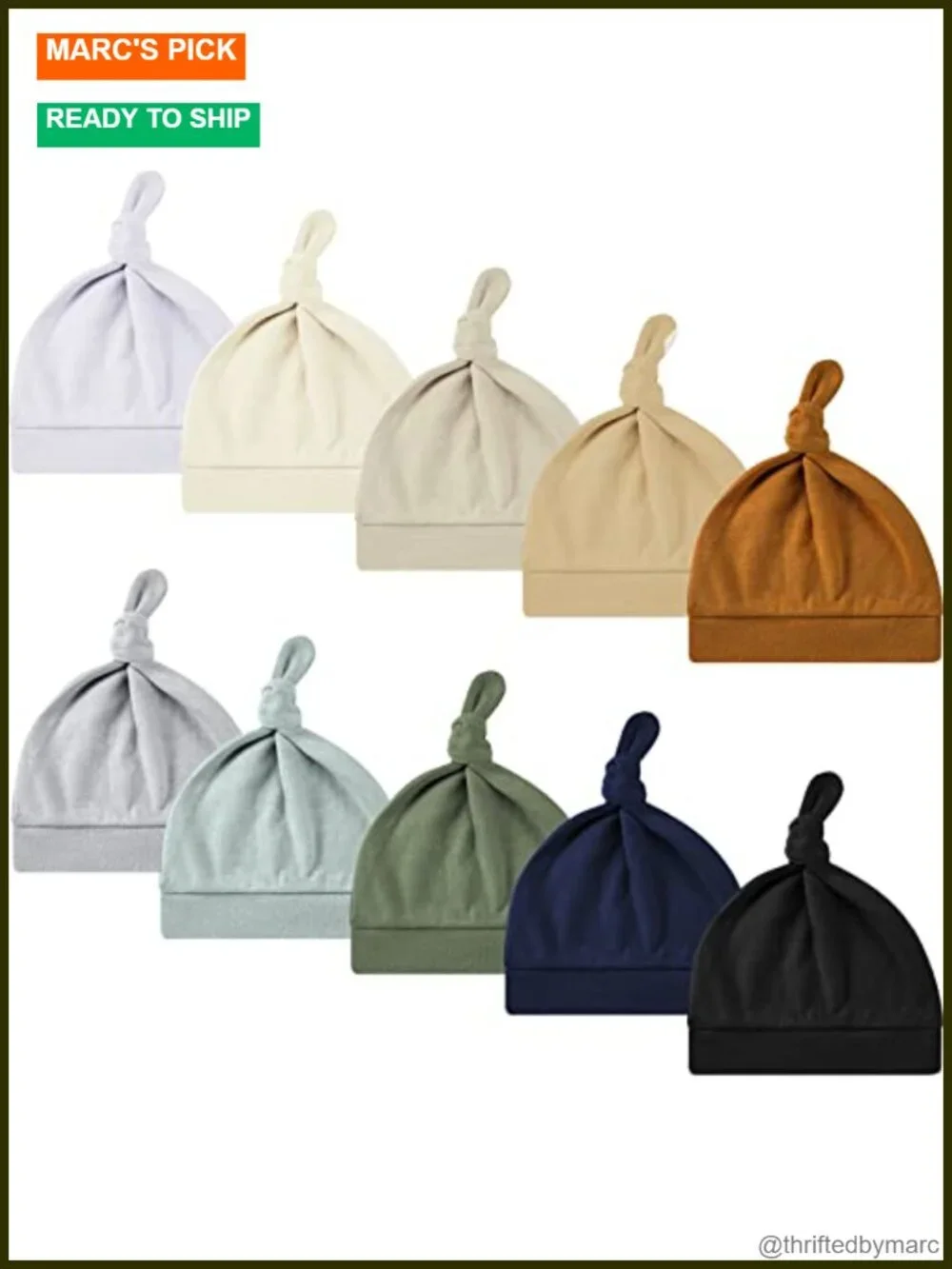 Baby Newborn Hats Set Stretchy Knot Beanie Infant Cap 10 Colors 0-6 Months